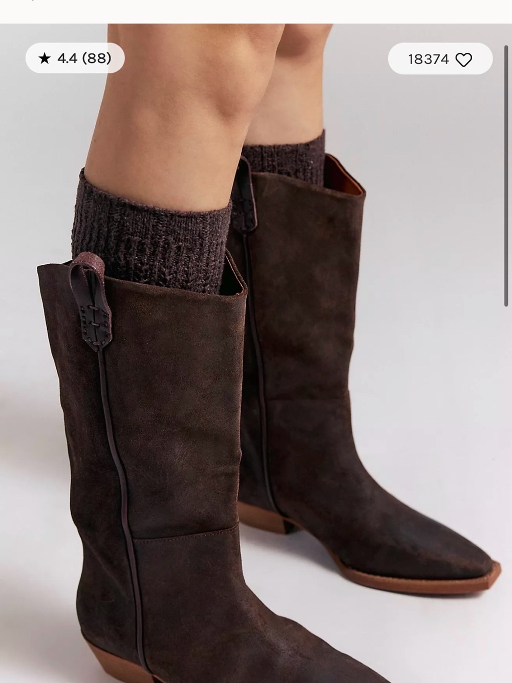 Free People Dark Brown Suede Mid-Calf Heeled Boots